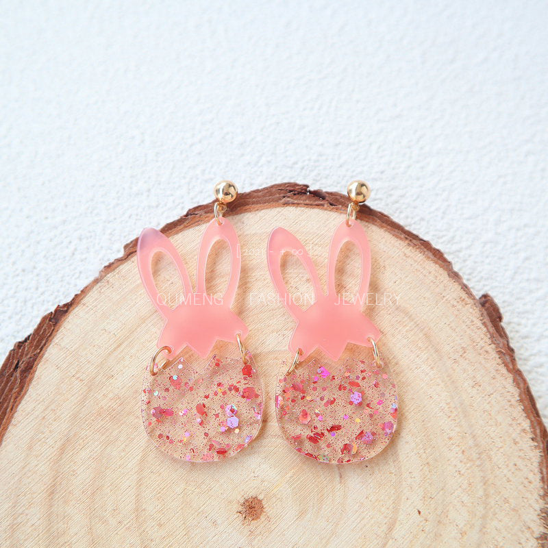 Wholesale Easter Egg Cute Rabbit Transparent Egg European and American Earrings